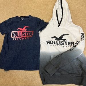 Hollister size XS t-shirt and ombre hoodie. Like new condition.